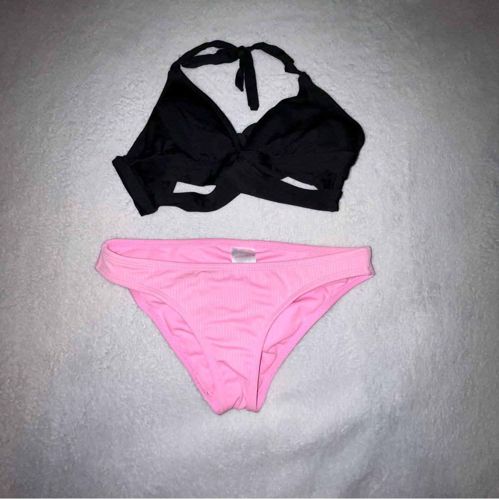 Xhilaration Black and Pink Bikini Set